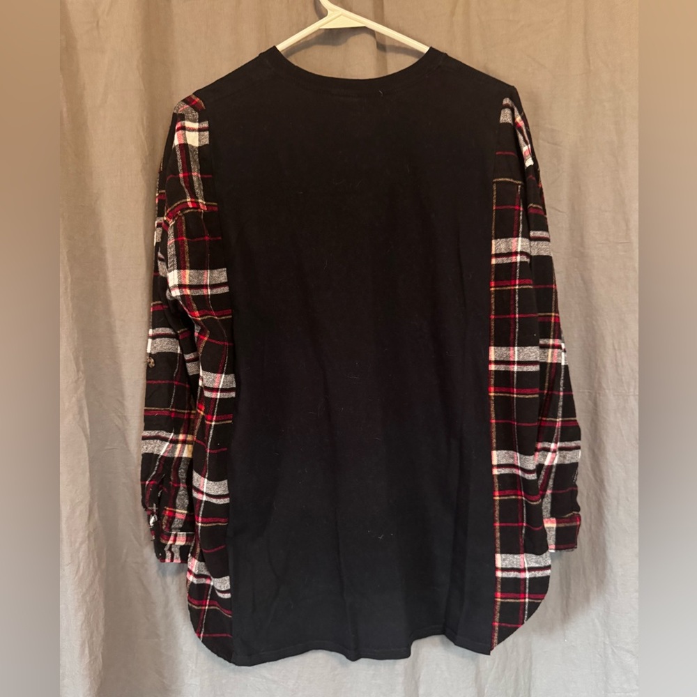 The Beatles Plaid Long Sleeve Shirt Upcycled Refashioned T-shirt & Flannel - Picture 6 of 7